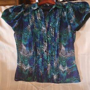 Worthington Womens Pleated Semi Shear Blouse - Medium